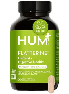 HUM HUM Flatter Me Supplement for Daily Bloating - 18 Full Spectrum Digestive Enzymes to Support Food Breakdown - Ginger, Fennel Seed & Peppermint for Nutrient Absorption (30-Day Supply)  - Image 1