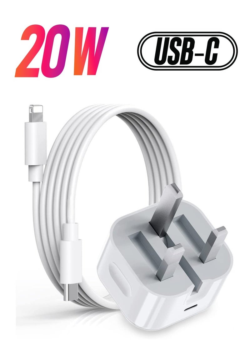 MUNTAQI iPhone 20W USB C Fast Charger, iPhone Fast Charger Plug fast Charger Power and 1M iPhone USB C Charger Cable Compatible with iPhone 13 12 11 Pro Max Mini X XR Xs/X/8 Plus/iPad - Image 1