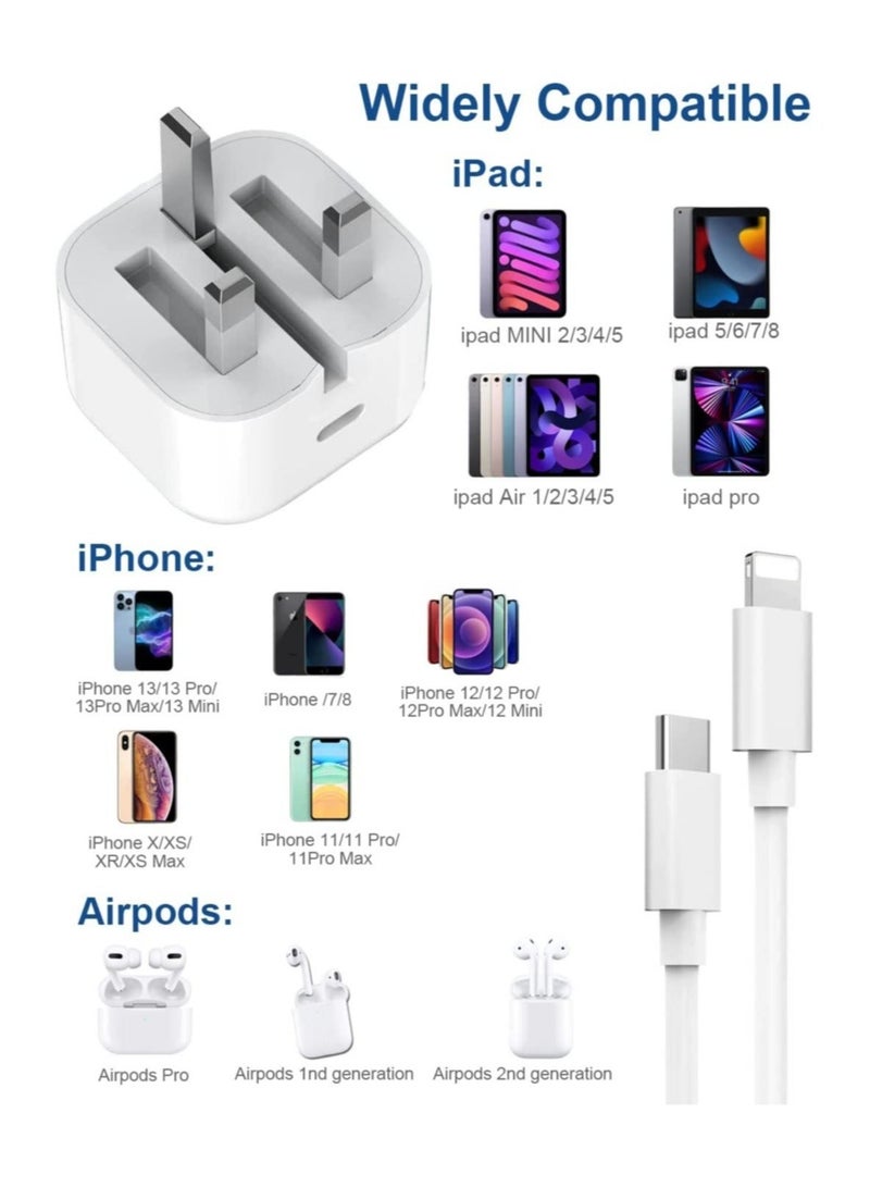 MUNTAQI iPhone 20W USB C Fast Charger, iPhone Fast Charger Plug fast Charger Power and 1M iPhone USB C Charger Cable Compatible with iPhone 13 12 11 Pro Max Mini X XR Xs/X/8 Plus/iPad - Image 3