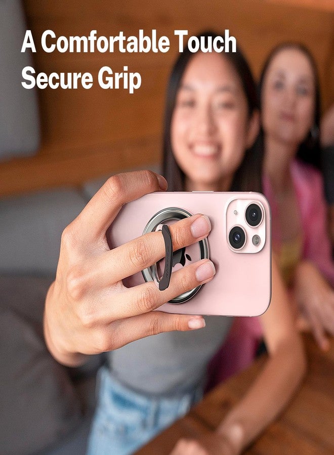 RAPTIC حامل حلقة مغناطيسية RAPTIC لمغناطيس ماغسيف، حلقة مطاطية مضادة للانزلاق، قبضة هاتف مغناطيسية مع حامل قابل للتعديل لسلسلة آيفون 12/13/14/15، رمادي فضي - Image 2