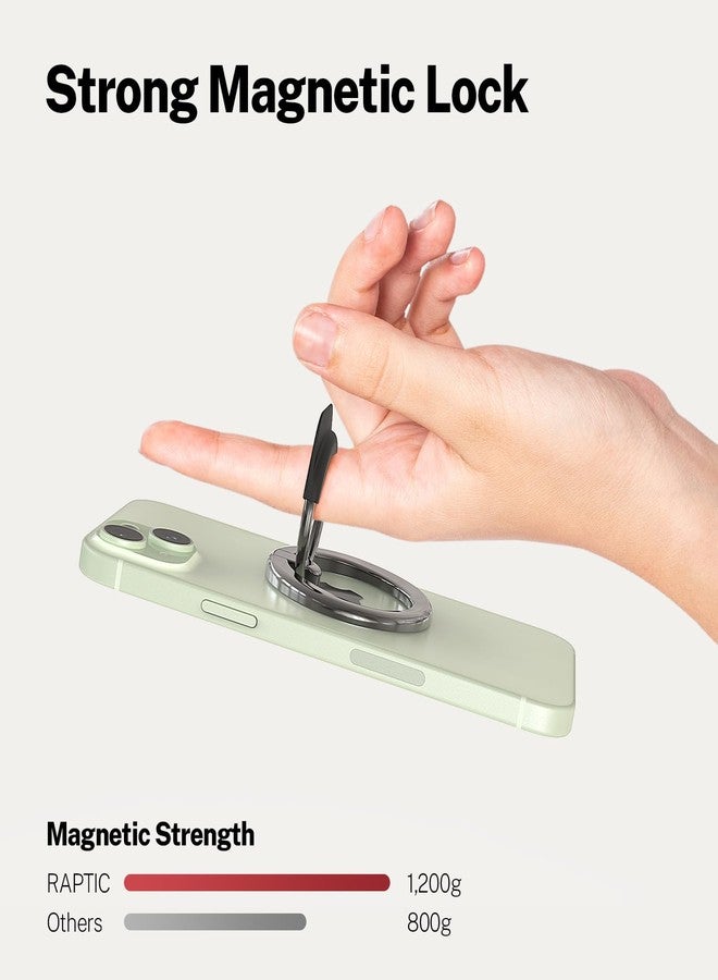 RAPTIC حامل حلقة مغناطيسية RAPTIC لمغناطيس ماغسيف، حلقة مطاطية مضادة للانزلاق، قبضة هاتف مغناطيسية مع حامل قابل للتعديل لسلسلة آيفون 12/13/14/15، رمادي فضي - Image 5