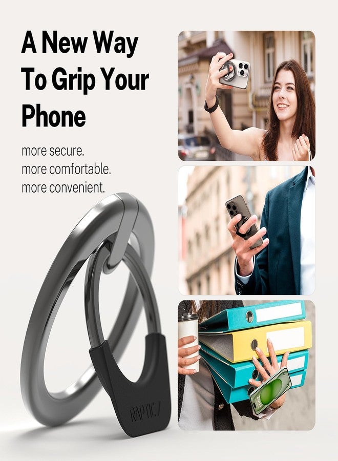 RAPTIC حامل حلقة مغناطيسية RAPTIC لمغناطيس ماغسيف، حلقة مطاطية مضادة للانزلاق، قبضة هاتف مغناطيسية مع حامل قابل للتعديل لسلسلة آيفون 12/13/14/15، رمادي فضي - Image 3