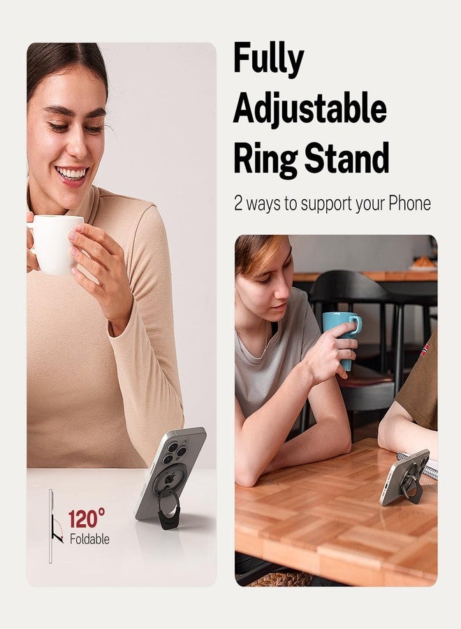 RAPTIC حامل حلقة مغناطيسية RAPTIC لمغناطيس ماغسيف، حلقة مطاطية مضادة للانزلاق، قبضة هاتف مغناطيسية مع حامل قابل للتعديل لسلسلة آيفون 12/13/14/15، رمادي فضي - Image 4