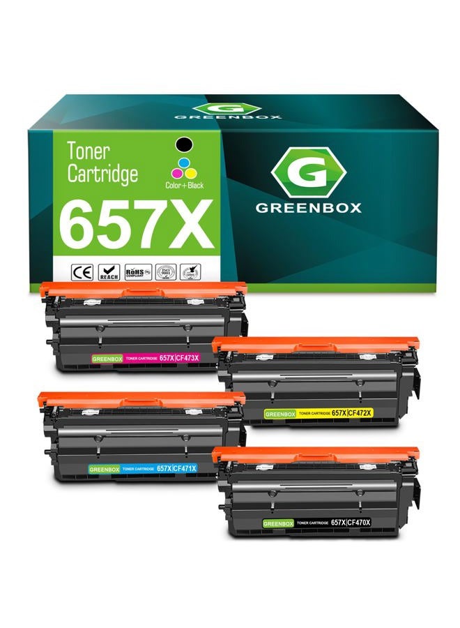 GREENBOX Compatible Toner Cartridge Replacement for HP 657X CF470X CF471X CF472X CF473X for Color Laserjet Enterprise MFP M681dh M681f M681 Flow MFP M681f M681z M682z Printer (4 Pack) - Image 1