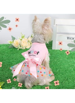 Birthday Girl Dog Dress Dog Clothes for Small Dogs Girl Lightweight Mesh Summer Pet Outfit Cat Apparel Medium Pink