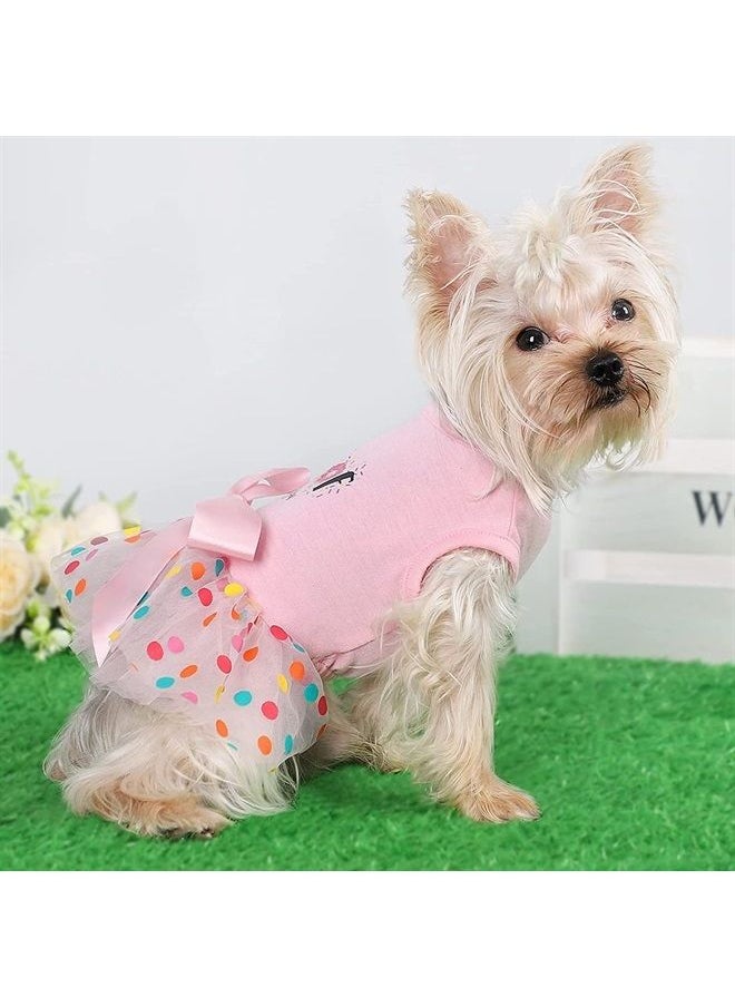 Shifenmei - Birthday Girl Dog Dress Dog Clothes for Small Dogs Girl Lightweight Mesh Summer Pet Outfit Cat Apparel Medium Pink - Image 1