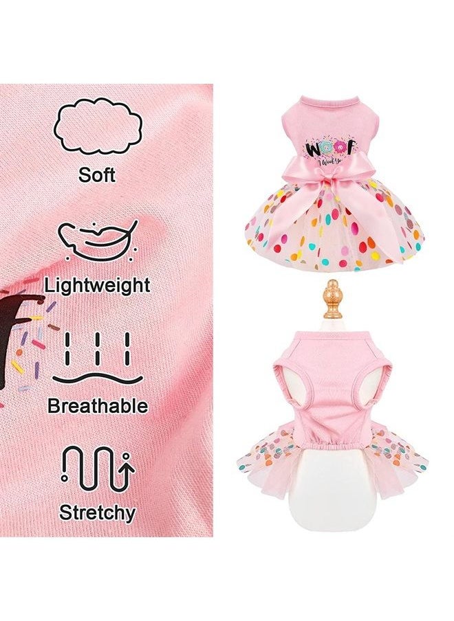 Shifenmei - Birthday Girl Dog Dress Dog Clothes for Small Dogs Girl Lightweight Mesh Summer Pet Outfit Cat Apparel Medium Pink - Image 1
