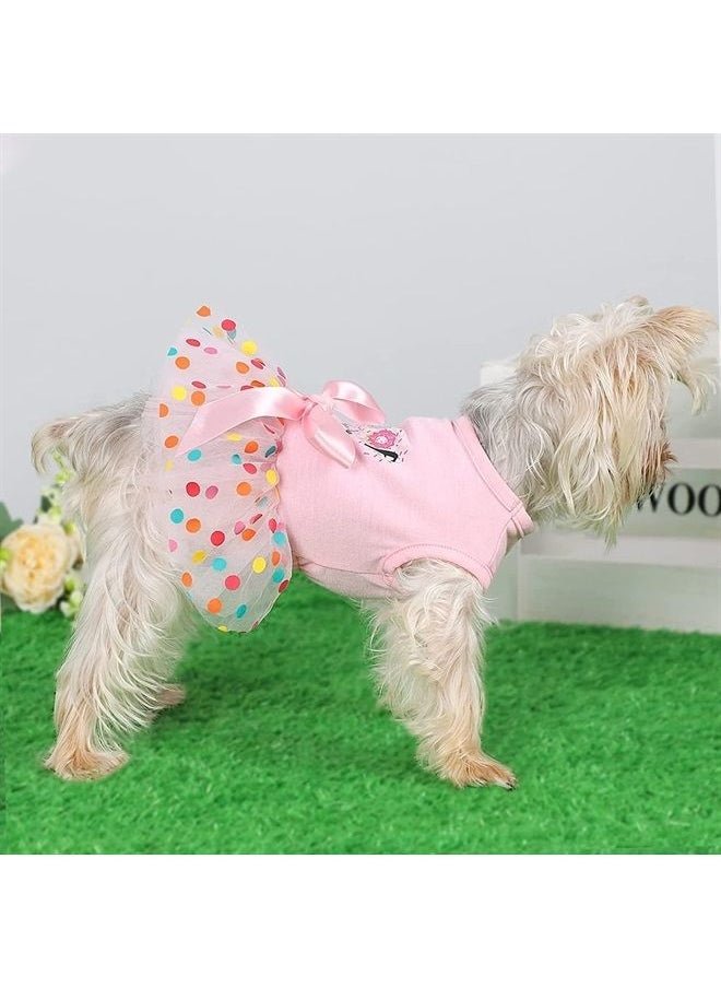 Shifenmei - Birthday Girl Dog Dress Dog Clothes for Small Dogs Girl Lightweight Mesh Summer Pet Outfit Cat Apparel Medium Pink - Image 1