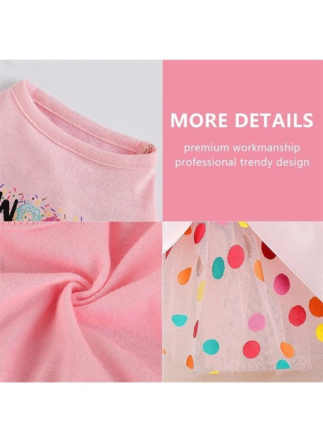 Shifenmei - Birthday Girl Dog Dress Dog Clothes for Small Dogs Girl Lightweight Mesh Summer Pet Outfit Cat Apparel Medium Pink - Image 1