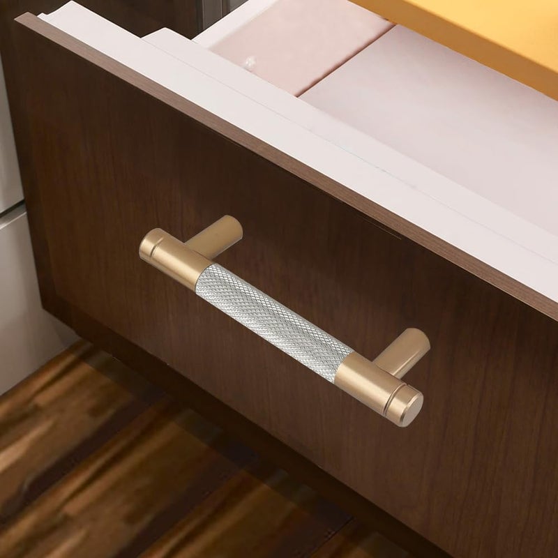 Gutuwellea 30 Pack 3 Inch 76 Mm Bronze And Nickel Knurled Cabinet Handles Cabinet Pulls Aluminum Handles Knurled Drawer Pulls Oxidation Finish With Diamond Pattern 4"" Length (3"" Hole Center) - Image 2
