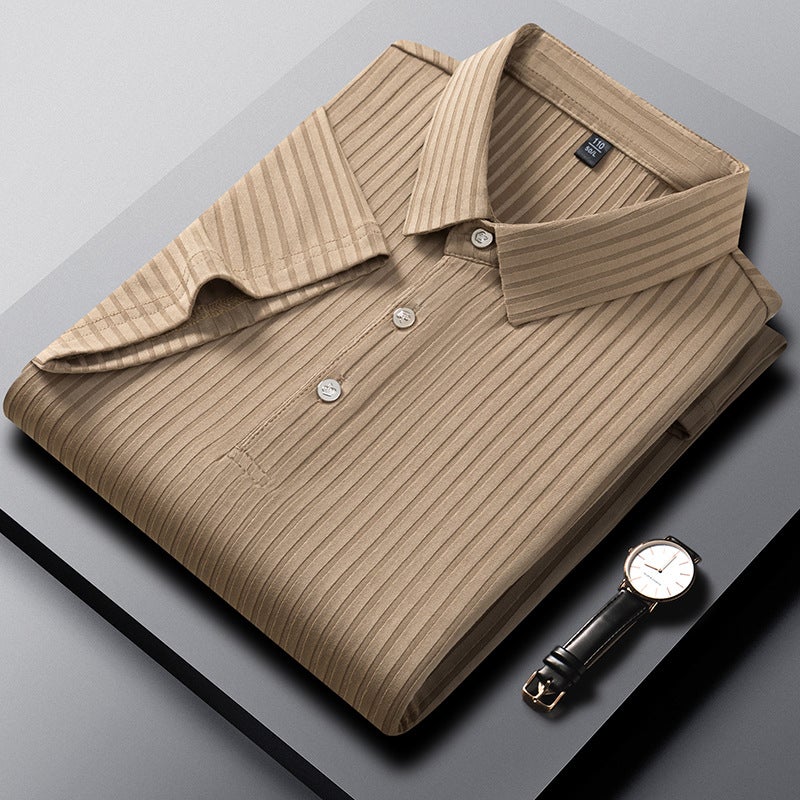 Men's Summer Stretch Short Sleeve Polo Shirt Ice Silk Casual Top - Image 5