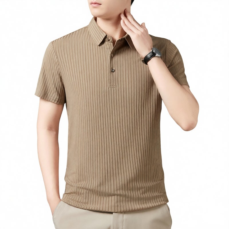 Men's Summer Stretch Short Sleeve Polo Shirt Ice Silk Casual Top - Image 1
