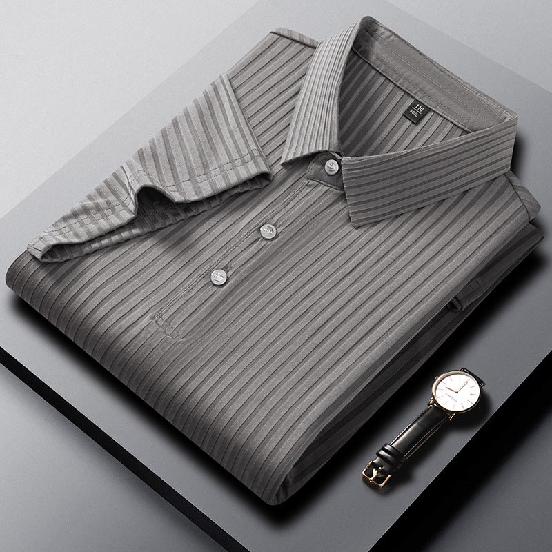 Men's Summer Stretch Short Sleeve Polo Shirt Ice Silk Casual Top - Image 3
