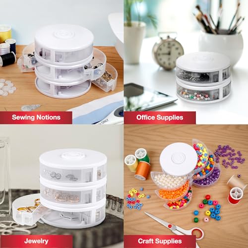 SINGER Small Notions Organizer Clear Plastic Organizer for Sewing Embroidery Craft Room Organization Stackable Storage Container for Art Supplies Office Craft Sewing Box Organizer Set of 3 - Image 3
