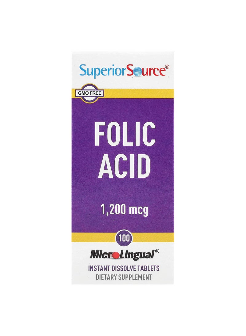 Folic Acid, 1,200 mcg, 100 MicroLingual® Instant Dissolve Tablets