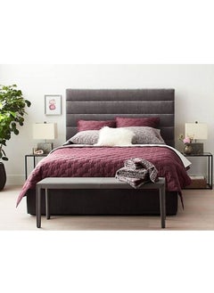 Homzmart White Wood and Linen Queen Bed 200x150x140 cm - Brown  - Image 1