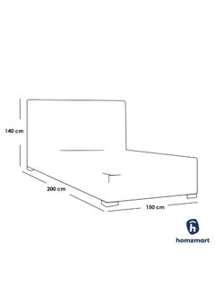Homzmart White Wood and Linen Queen Bed 200x150x140 cm - Brown  - Image 2
