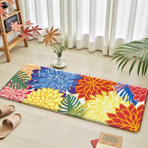 Arenarug Kitchen Mats for Floor 2PCS Cushioned Anti Fatigue Kitchen Mats Waterproof Non Slip Kitchen Mat Rug Set Comfort Foam Standing Mat for Sink, Laundry, Office,17.3" x 28" + 17.3" x 47", Colorful - Image 2