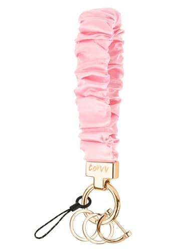 COHVV Scrunchie Keychain Wristlet for Women - Stretch Car Key Holder Bracelet, Key Chain Wristlet for Gym, Shopping & Travel (Blush Pink) - Image 1