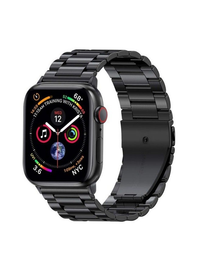 Sthxyfaith Metal Strap Compatible with Apple Watch Strap 45mm 44mm 42mm, Stainless Steel Slim Replacement Band, Compatible with Apple Watch SE Series 9/8/7/6/5/4 SE/iWatch Strap, Black - Image 1