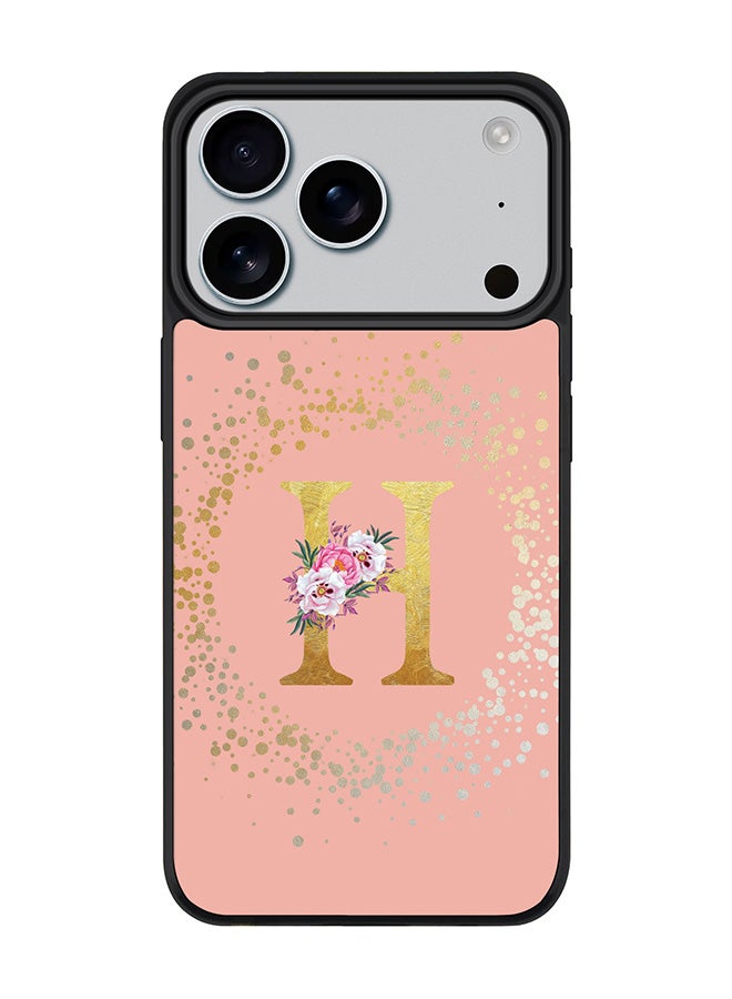 Stylizedd iPhone 17 Pro Case, [Compatible with MagSafe] Slim Magnetic cover Phone Case iPhone 17 Pro -Custom Monogram Floral - H  (Rose Pink ) - Image 1