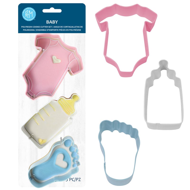R&M RM International New Baby Cookie Cutters Onesie Bottle Foot 3Piece Set 