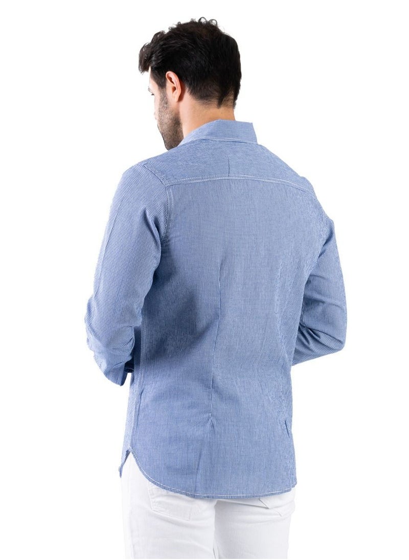 clever - Men's Shirt - Made Of Cotton - Blue - Image 1