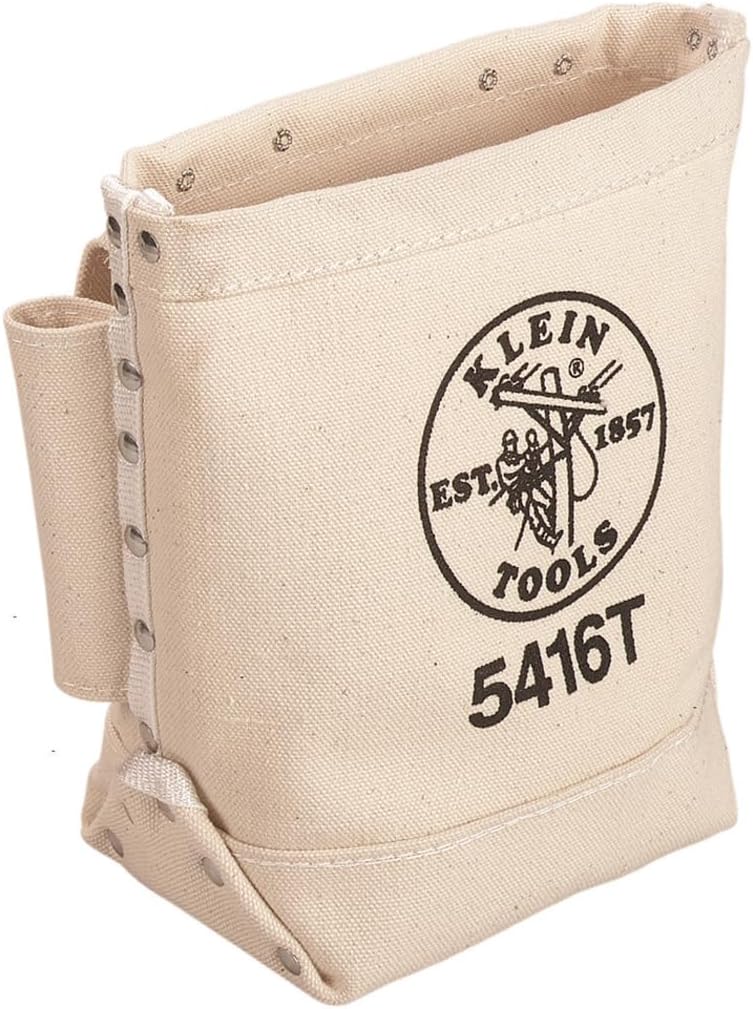 Klein Tools 5416T Tool Bag - Bull-Pin and Bolt Pouch, Durable No. 4 Canvas with Tunnel Connection, 5 x 10 x 9-Inch - Image 1