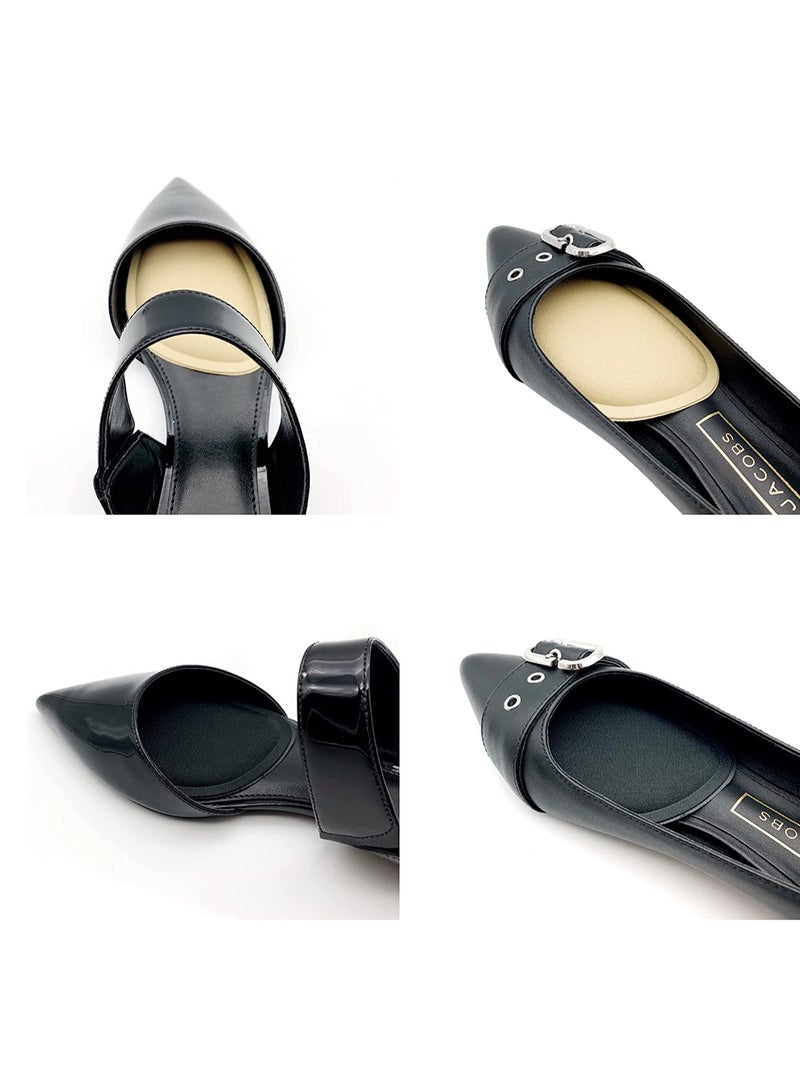 Zikra Forefoot Shoe Metatarsal Pads, Ball of Foot Sponge Cushions Inserts Insoles Shoes Too Big Foot for Men Women Kids Shoes Nude Black 4 Pairs - Image 4