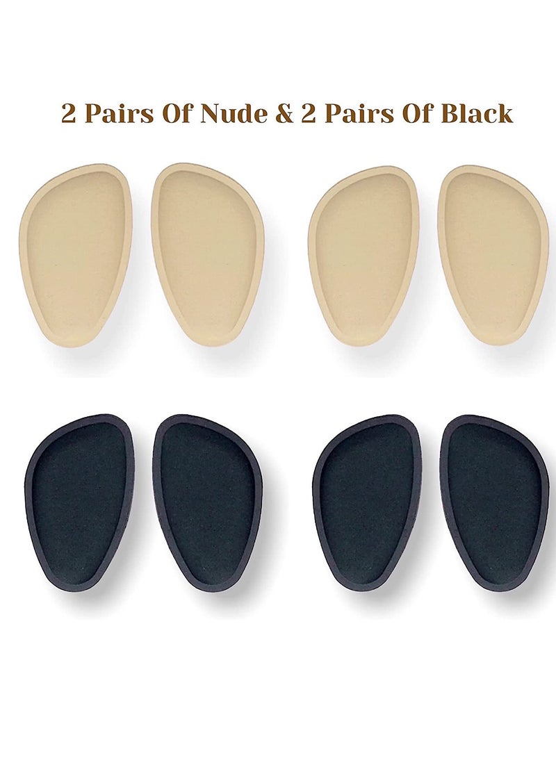 Zikra Forefoot Shoe Metatarsal Pads, Ball of Foot Sponge Cushions Inserts Insoles Shoes Too Big Foot for Men Women Kids Shoes Nude Black 4 Pairs - Image 2