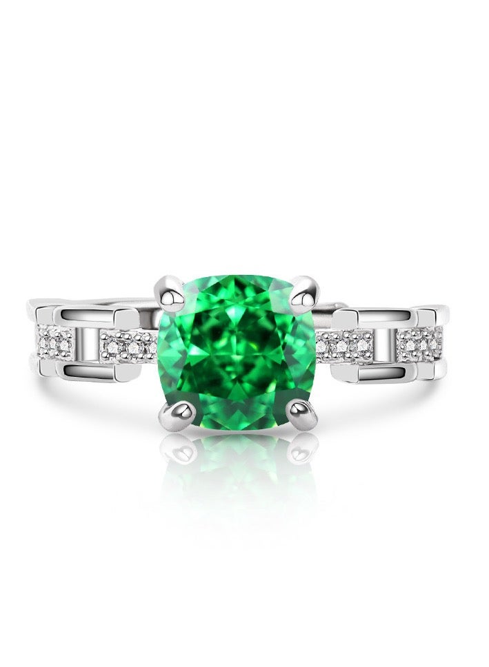 Sparkle green zircon chain setting ring