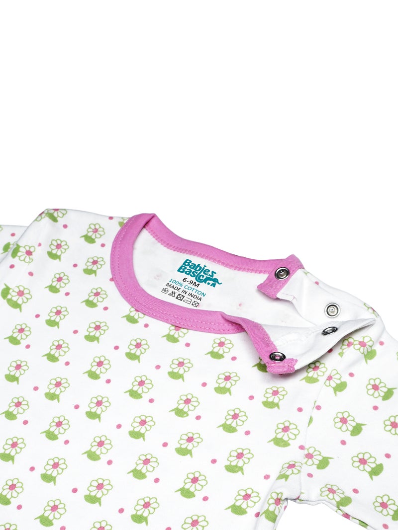 بابيز_بيسك بيبيز بيسك مجموعة هدايا مكونة من 5 قطع قطنية 100٪ للجنسين تشمل السالوبيت ، والرمبر ، والقفازات ، والقبعة ، والبيجامة/البذلة. - Image 5