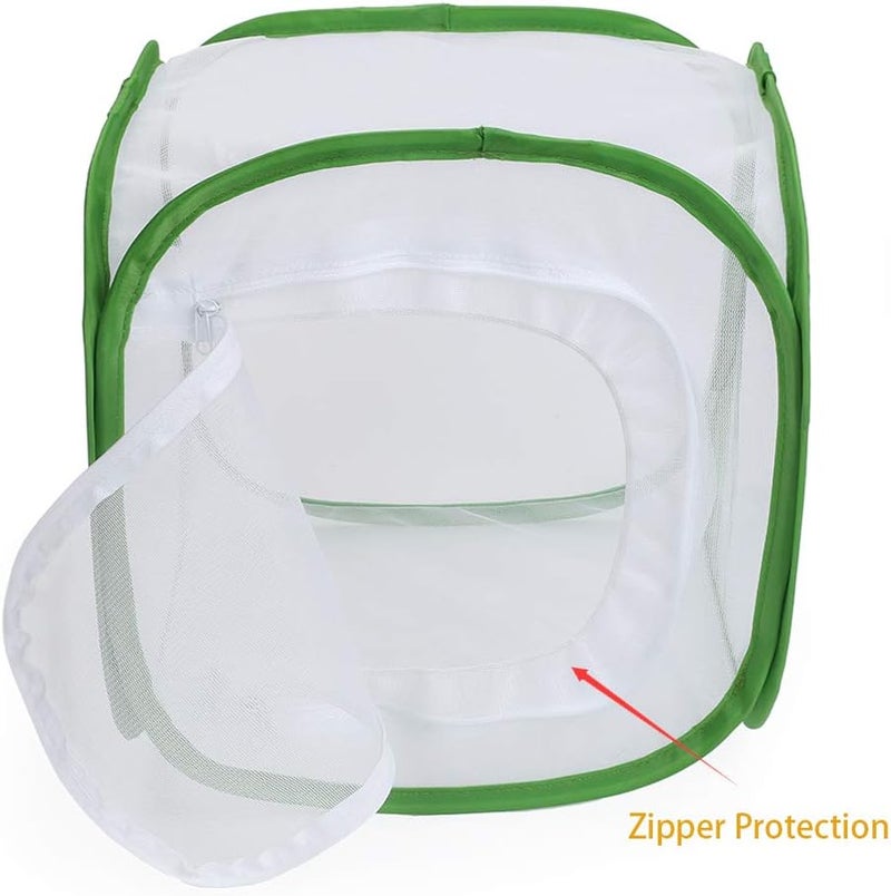 RESTCLOUD Insect and Butterfly Habitat Cage Terrarium Pop-up 12 X 12 X 12 Inches with Zipper Protection - Image 2