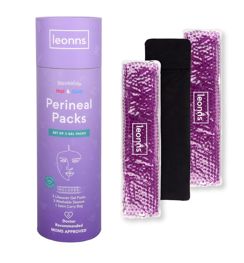 LEONNS Reusable Perineal Ice Packs for Postpartum - 3 Postpartum Ice Packs with Soft Satin Sleeves- Post Partum Relief Ice Pads with 2 in 1 Hot or Cold Pack Functionality - Image 1