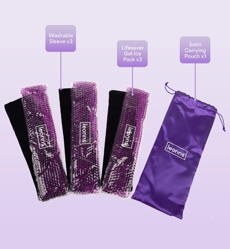 LEONNS Reusable Perineal Ice Packs for Postpartum - 3 Postpartum Ice Packs with Soft Satin Sleeves- Post Partum Relief Ice Pads with 2 in 1 Hot or Cold Pack Functionality - Image 2