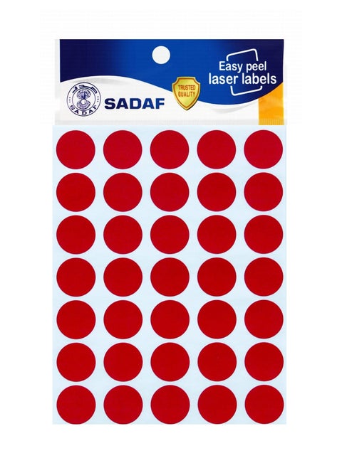 350-Piece Round Labels 18mm Diameter Red