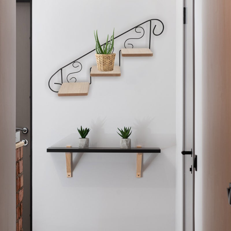 2 pcs Wall-mounted Flowerpot Storage Rack Wall Flowerpot Rack for Home (Black) - Image 4