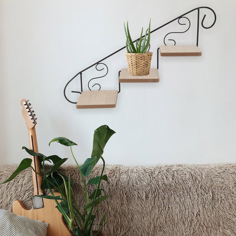 2 pcs Wall-mounted Flowerpot Storage Rack Wall Flowerpot Rack for Home (Black) - Image 2