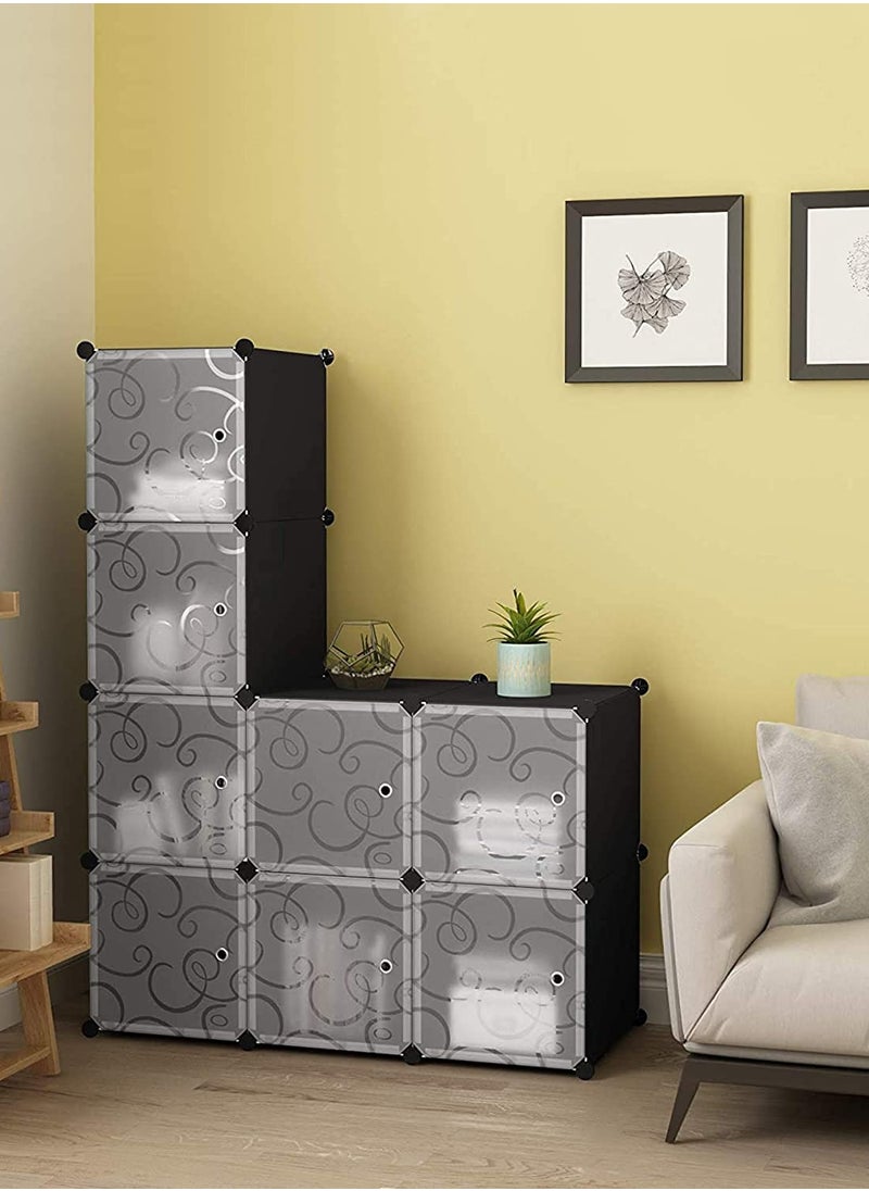 XiuWoo - 12-Cube Closet Storage Shelves DIY Plastic Closet Cabinet Modular Bookcase Storage Shelving with Doors for Bedroom Living Room Office - Image 1