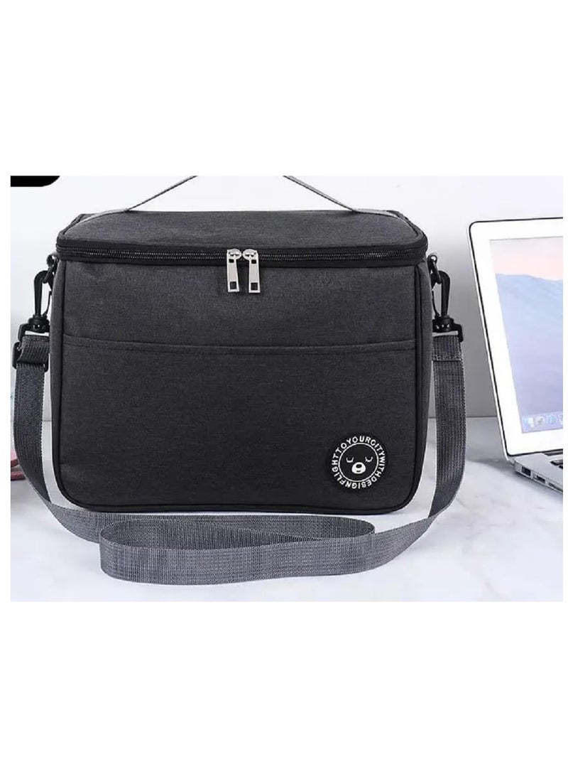Arabest Insulated Lunch Box Bag, Waterproof Lunch Bags for Women, Man, Office, Work, School, Beach, Picnic, Fishing, Hiking, Travel, Thermal Leak-Proof Cool Bag Tote Bag with Shoulder Strap Oxford Black 24 x 21x 13 cm  - Image 5