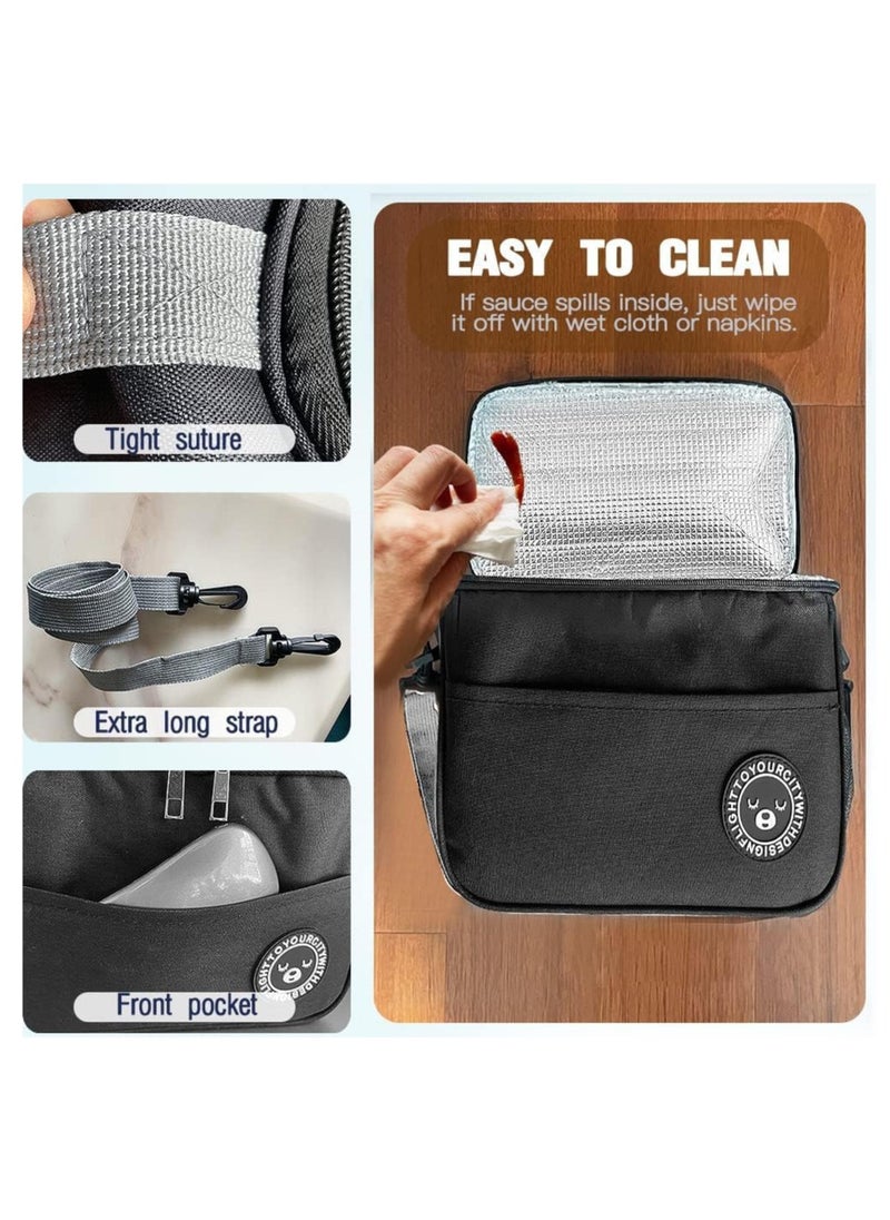 Arabest Insulated Lunch Box Bag, Waterproof Lunch Bags for Women, Man, Office, Work, School, Beach, Picnic, Fishing, Hiking, Travel, Thermal Leak-Proof Cool Bag Tote Bag with Shoulder Strap Oxford Black 24 x 21x 13 cm  - Image 2