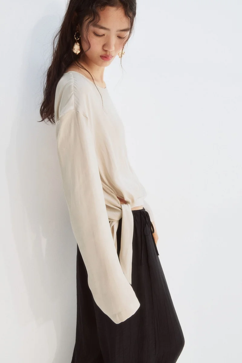 H&M One-shoulder tie-detail top