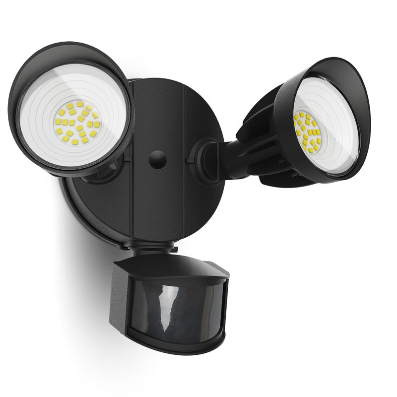 UME LED Security Light Motion Sensor Outdoor Lights, 27W 3000LM, 5000K, IP65 Waterproof, Dusk to Dawn, 2 Head Motion Detector Flood Light for Outside, Garage, Yard (Black) - Image 1