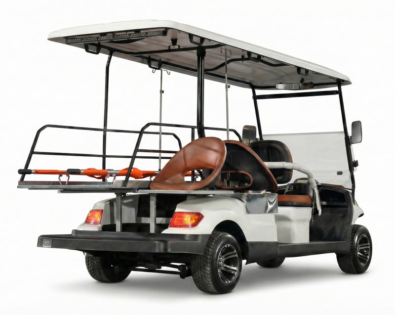 EPIC  4-Seats Non-Lifted Electric Ambulance Golf Cart with Lithium Battery 150Ah  & Standard Tires  | Emergency LSEV (White) - Image 4