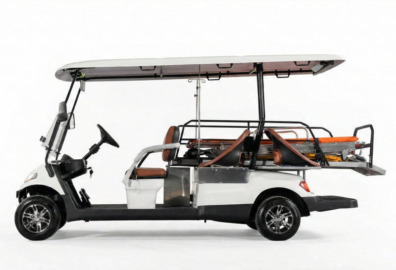 EPIC  4-Seats Non-Lifted Electric Ambulance Golf Cart with Lithium Battery 150Ah  & Standard Tires  | Emergency LSEV (White) - Image 3