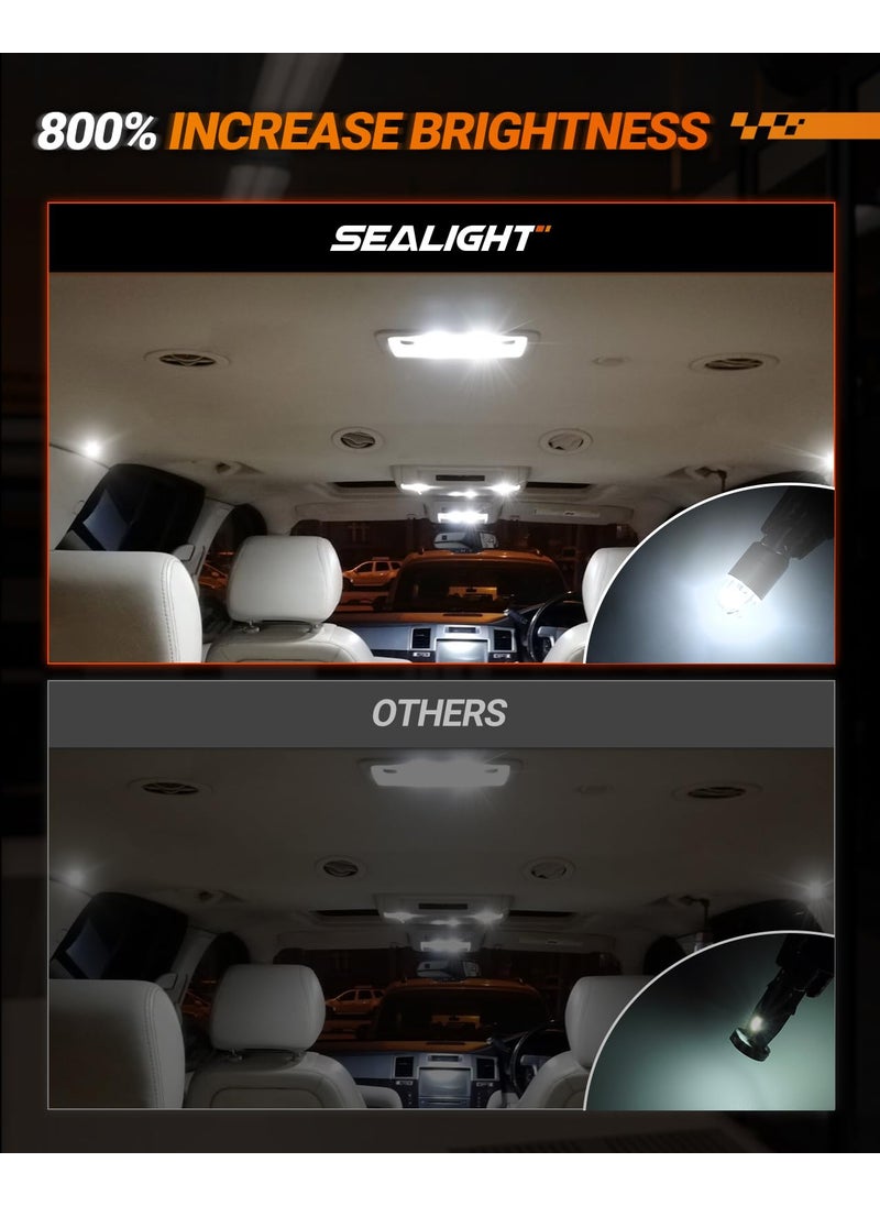 SEALIGHT SEALIGHT 194 LED Bulb 6000K White, 168 2825 T10 W5W 3030 Bright Chips, Dome Light, Map Door Courtesy License Plate Pack of 10  - Image 2