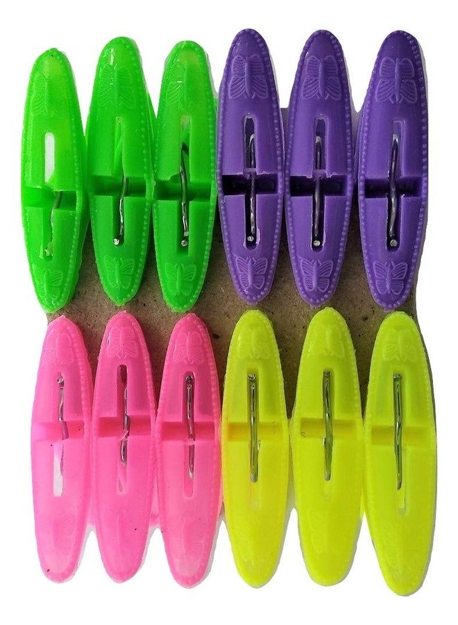 Blue Orange Plastic Cloth Drying Clips, Cloth Pegs, Hanging Clip, (Pack of 24) Color - Multi - Image 1