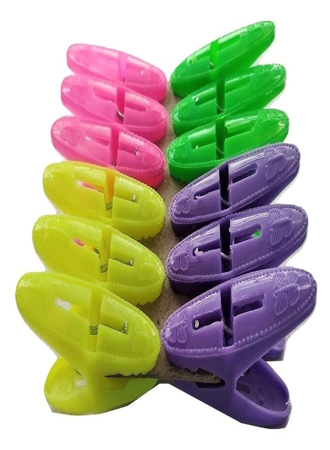 Blue Orange Plastic Cloth Drying Clips, Cloth Pegs, Hanging Clip, (Pack of 24) Color - Multi - Image 2