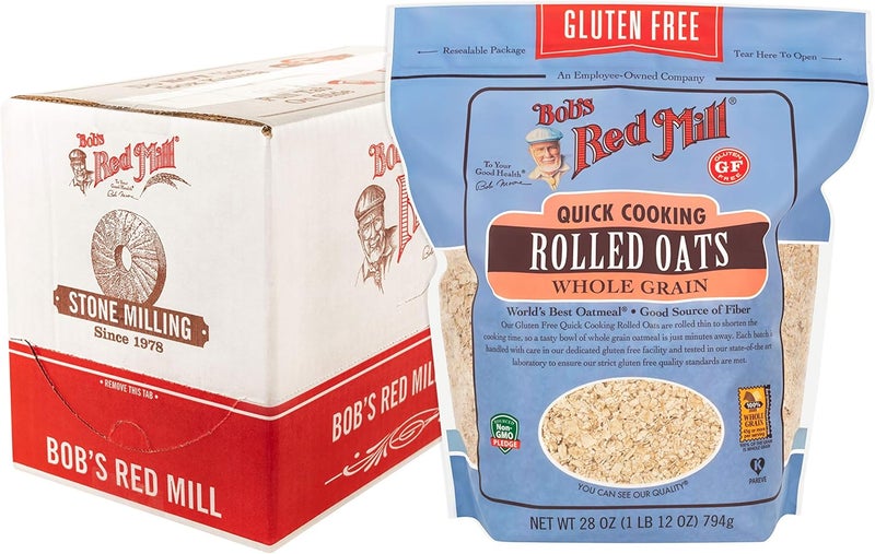 Bob's Red Mill Gluten Free Quick Cooking Rolled Oats, 28oz (Pack of 4) - Non GMO, Whole Grain, Vegan, Kosher - Image 1