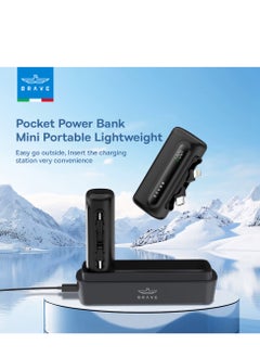 Brave Compact Power Bank 4-in-1 with Charging Station, 4-Pack 5000mAh External Battery Pack, LED Display, Built-in Type-C & Lightning Connectors, 22.5W USB-C Portable Charger, Fast Charging for iPhone 16/15/14/13/12, Samsung S24/S23/S22, iPad Pro, AirPods Pro, Ideal for Home, Office, Cafe, Hotel, Restaurant, Travel & More (Black)  - Image 2